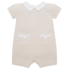 Logan Boys Beige Knit Pocket Detail Romper
