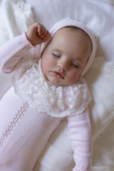 Pink Spanish Lace Knit Babygrow