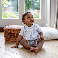 Sawyer Baby Boys White and Beige Outfit Set
