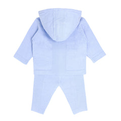 Blue Cotton Knit Tracksuit Set