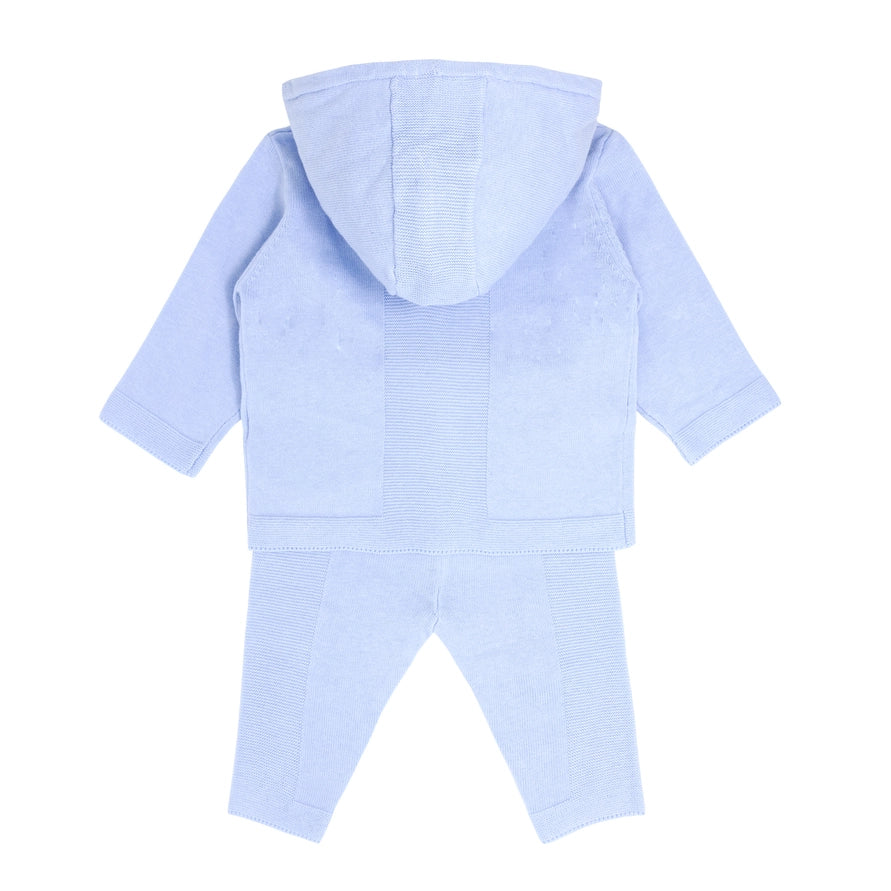 Blue Cotton Knit Tracksuit Set