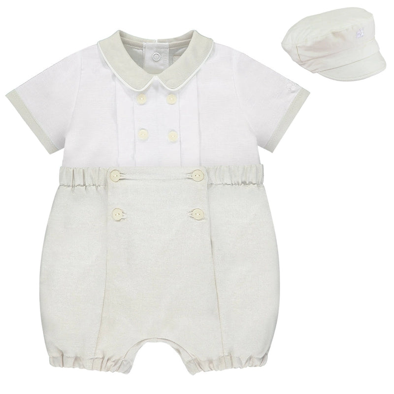 Sawyer Baby Boys White and Beige Outfit Set