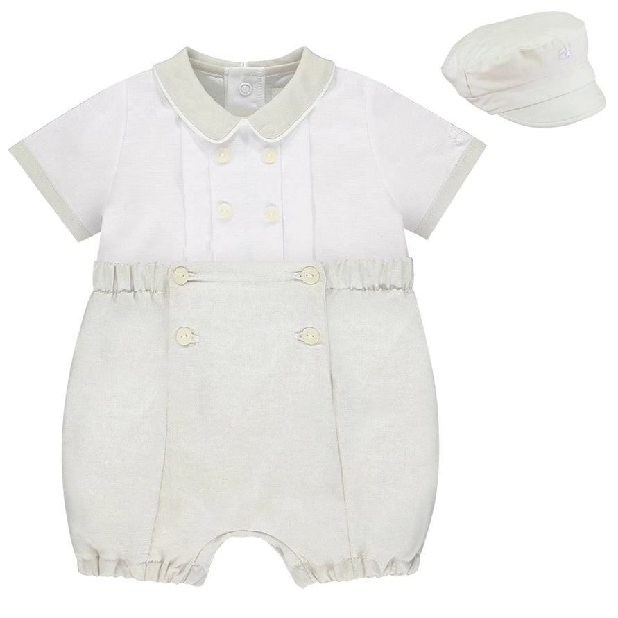 Sawyer Baby Boys White and Beige Outfit Set