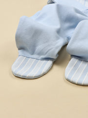 Brushed Baby Blue Cotton Babygrow