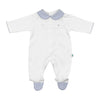 Baby Cotton Babygrow with Blue Striped Collar