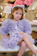 Violet Organza Ruffle Bolero Jacket