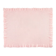 Pink Knit Baby Blanket with Ruffle Trim