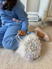 Sequin Feather Hand Bag