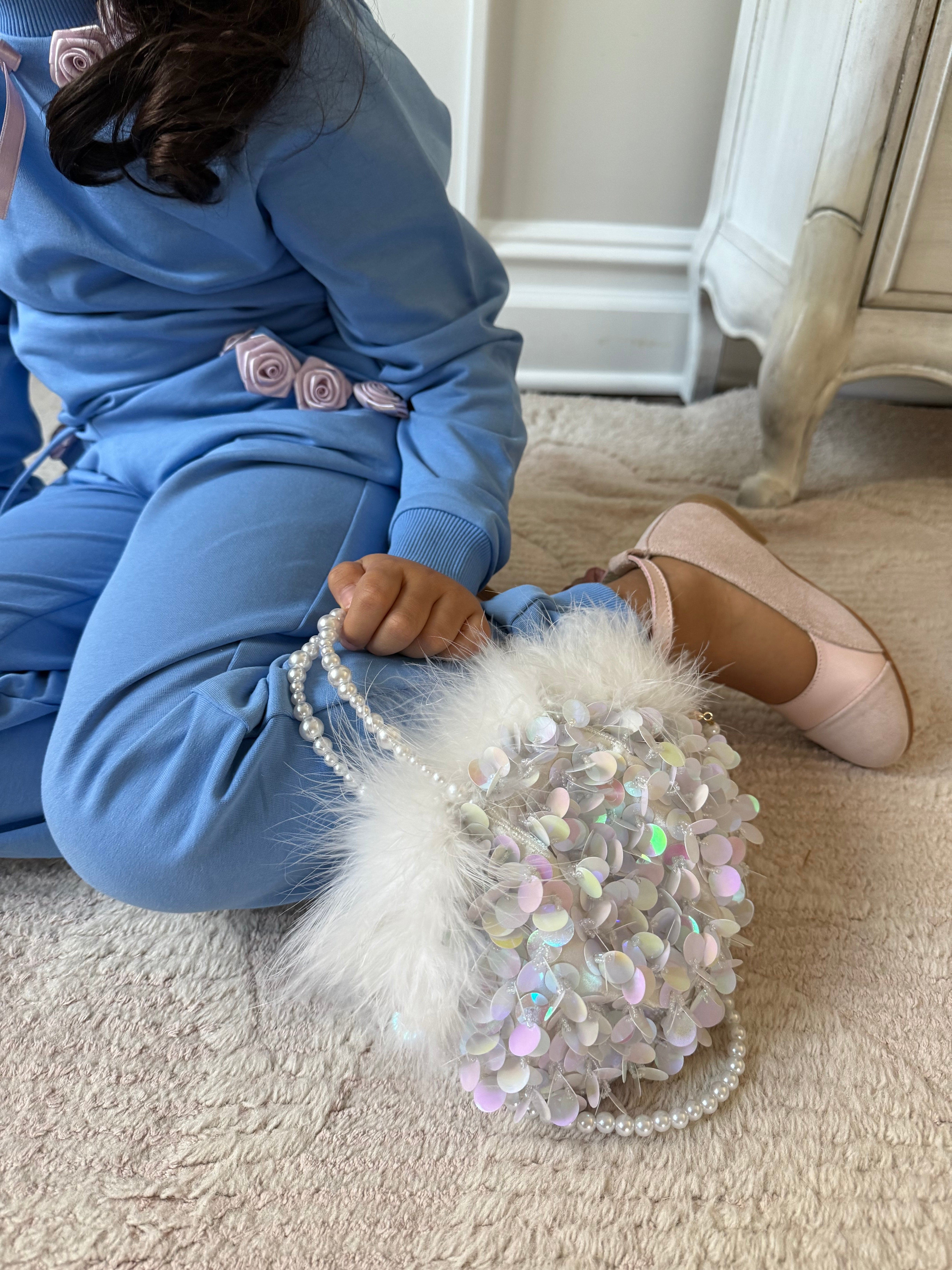 Sequin Feather Hand Bag