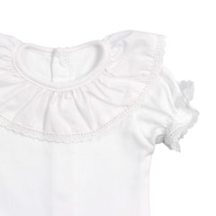 White Bodysuit Onesie Ruffle Collar