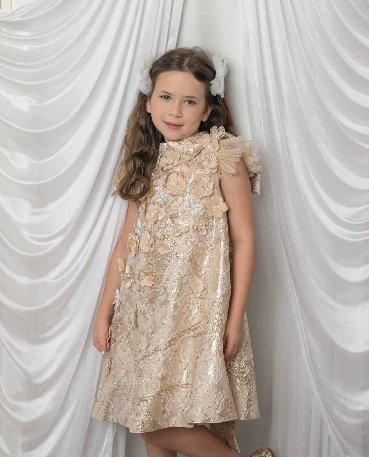 Butterfly Gold Jacquard Ceremony Dress