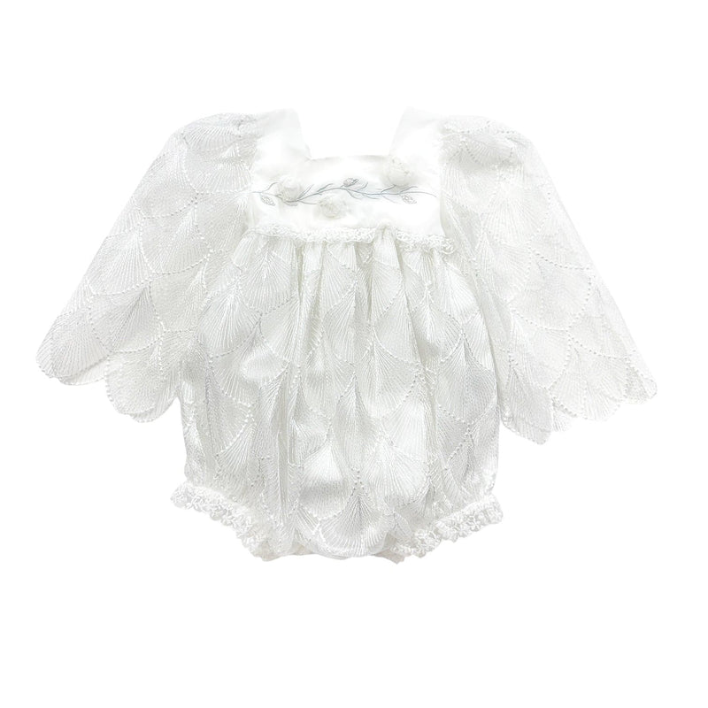 Faith White Scallop Lace Romper