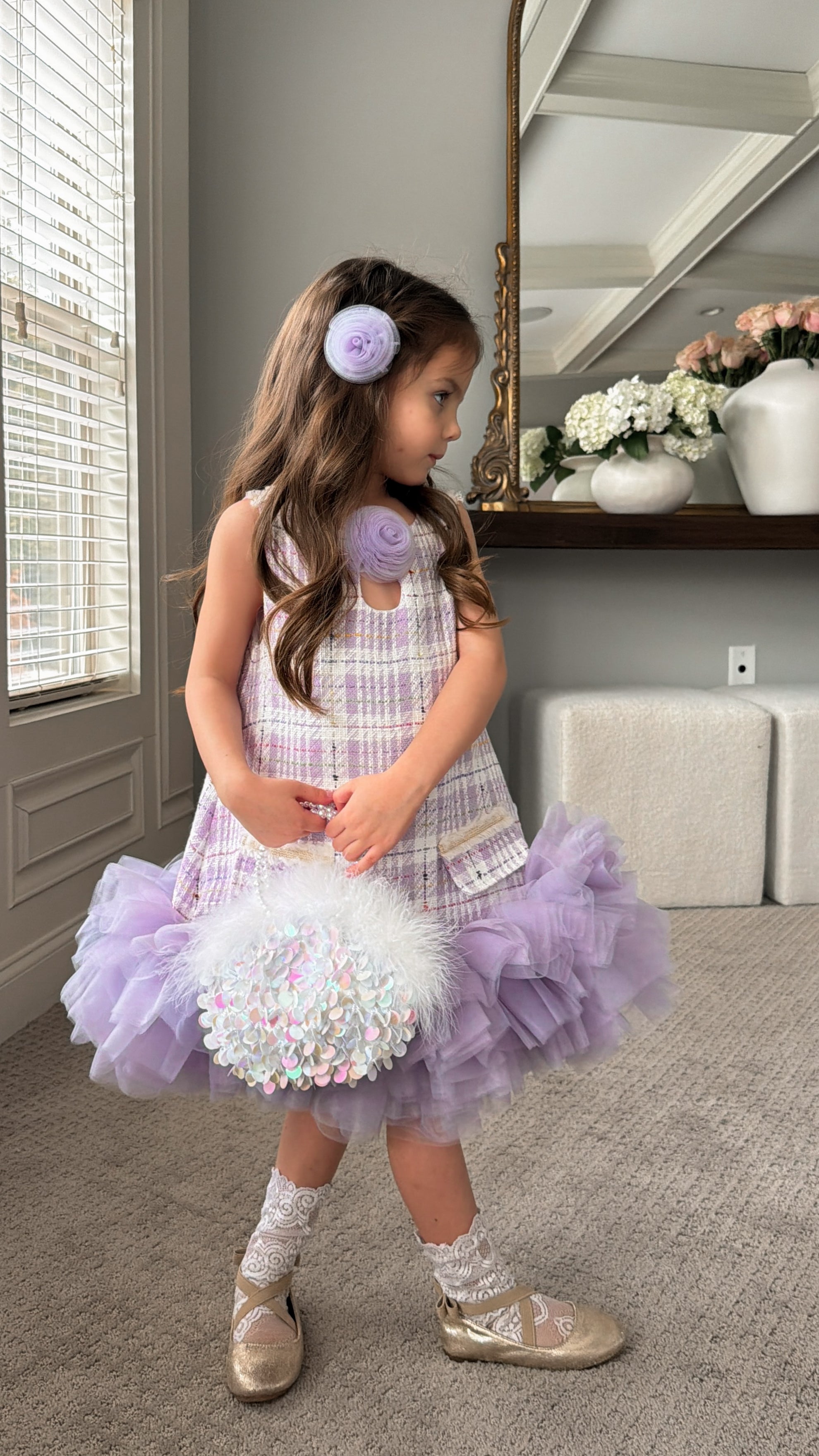 Sequin Feather Hand Bag