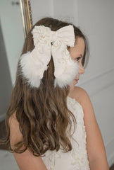 Ava Ivory Flower Hair Bow - Petite Maison Kids