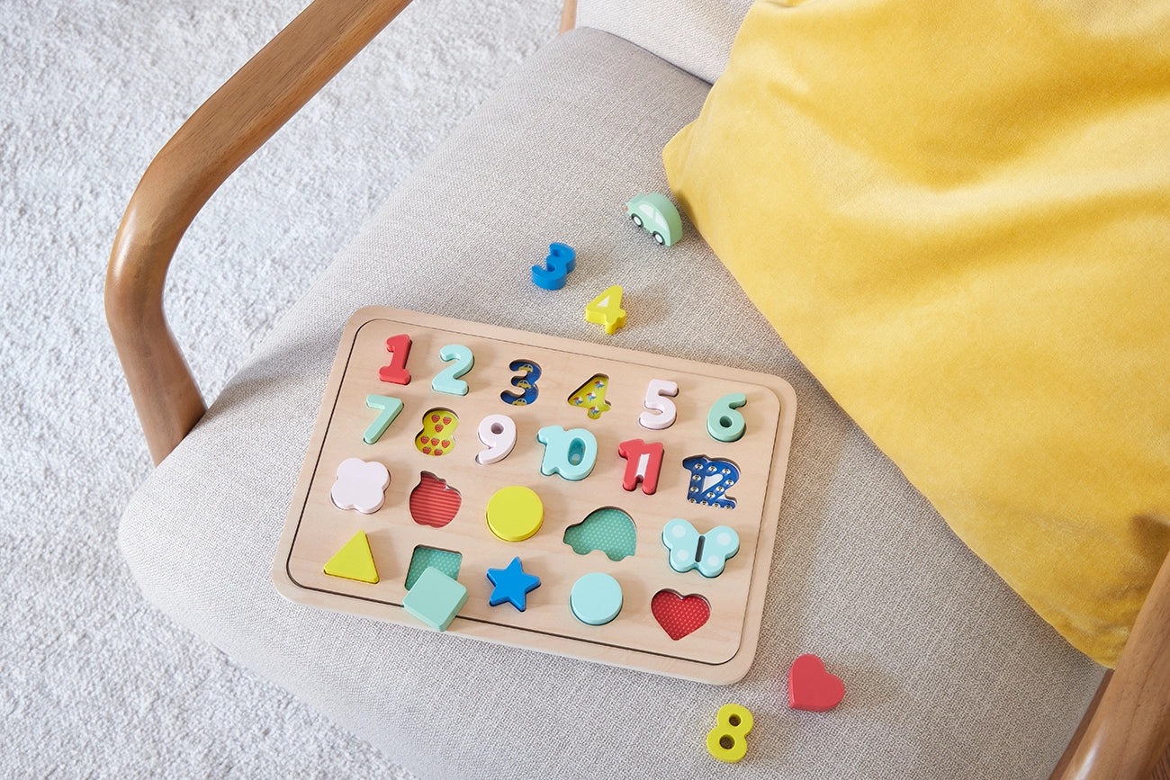 Wooden Numbers, Shapes, and Colors Baby Puzzle