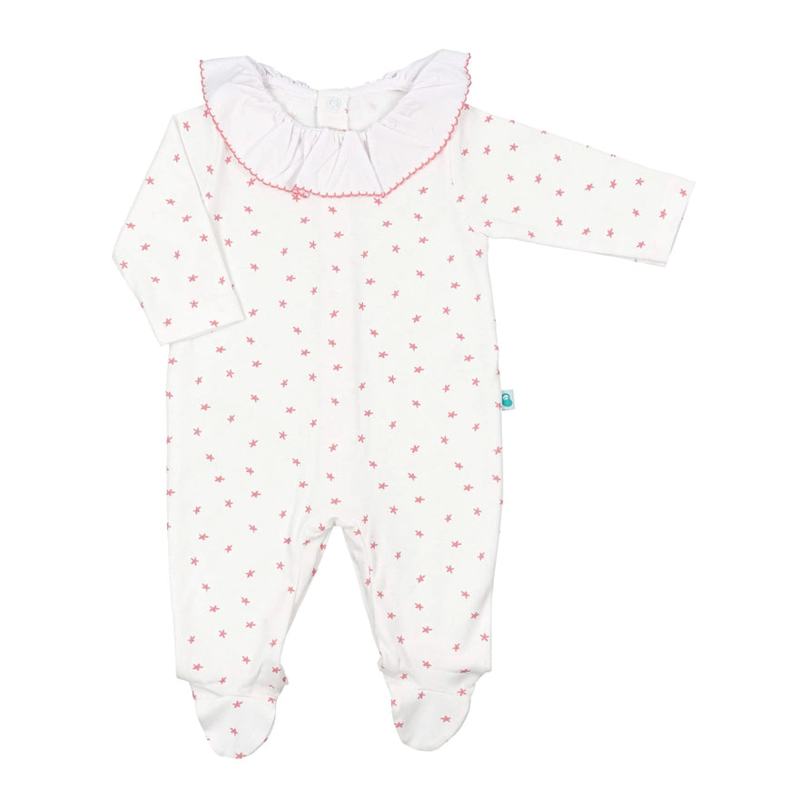 Ivory Cotton Babygrow with Stars Pattern