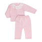 Pink Knit Sweater and Pants Set with White Ruffle Collar