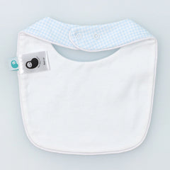 Square Bib in Light Blue Vichy Cotton Knit