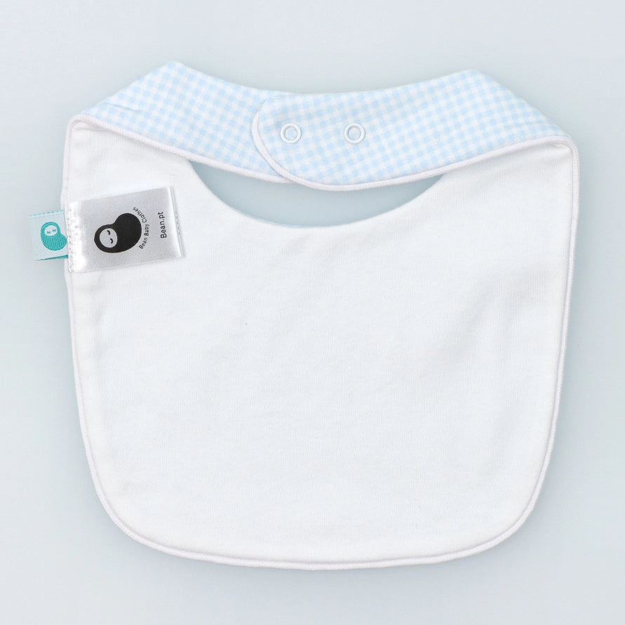 Square Bib in Light Blue Vichy Cotton Knit