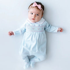 Piper's Classics Smocked Footie — Pima Cotton Baby Girl Footie