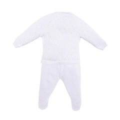 White Knit Cotton Baby Three Piece Set