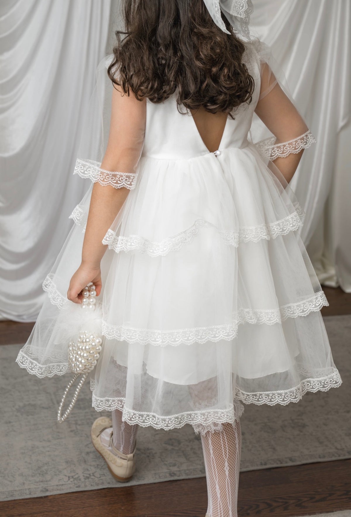 Savannah White Tulle Buckle Dress