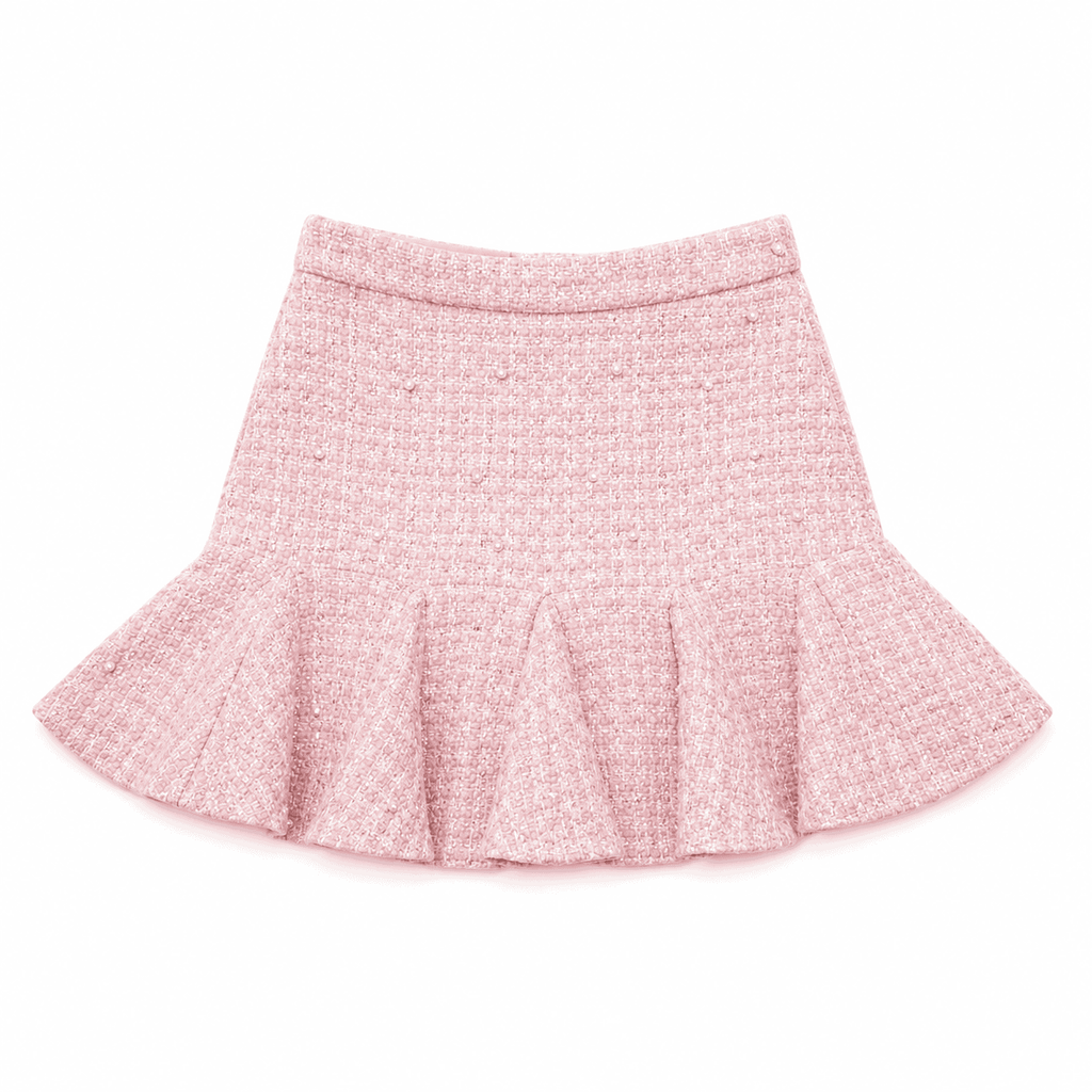 Heather Pink Boucle Pearl Skirt
