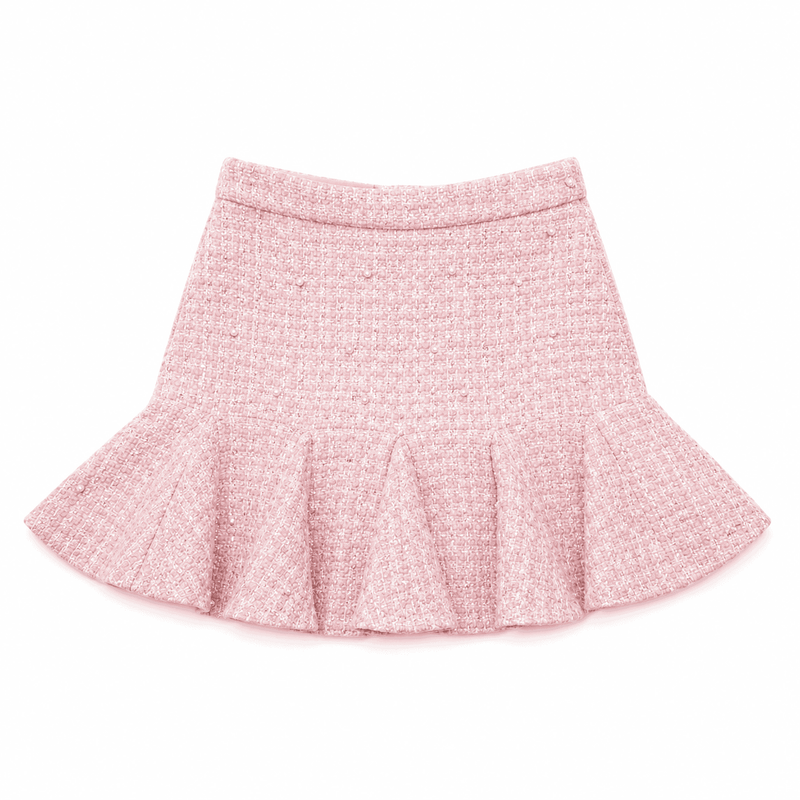 Heather Pink Boucle Pearl Skirt