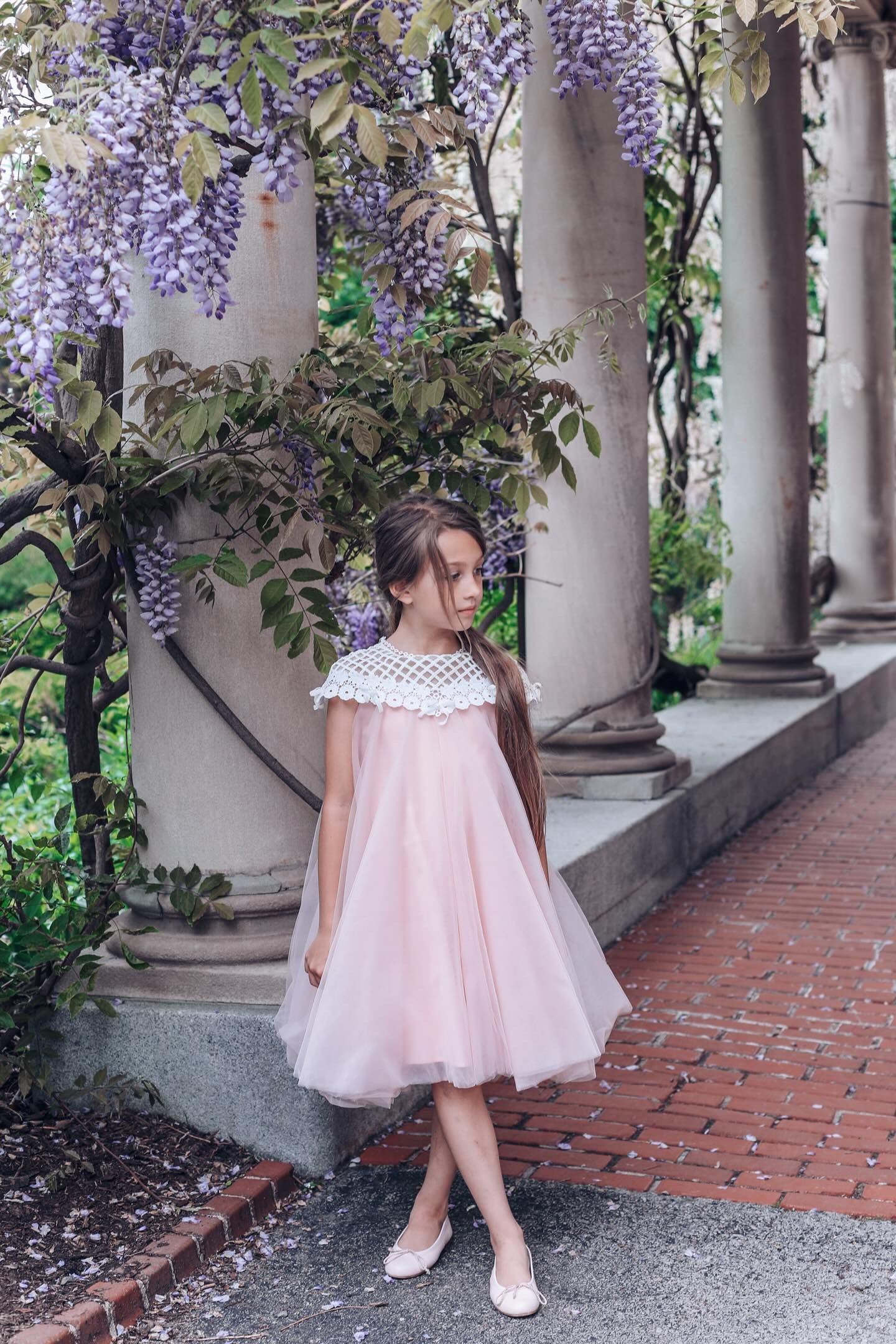 Rosa Pink Tulle Flower Dress