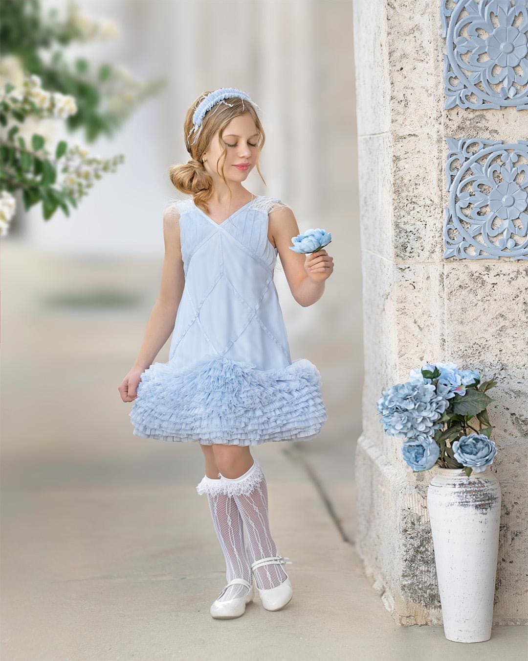 Skylar Blue Tulle Ruffle Headband