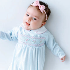 Piper's Classics Smocked Footie — Pima Cotton Baby Girl Footie