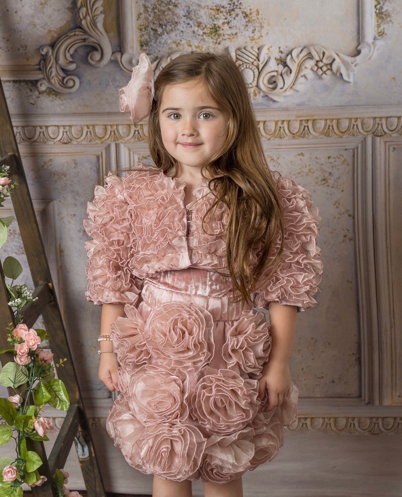 Vivian Dusty Pink Ruffle Organza Jacket