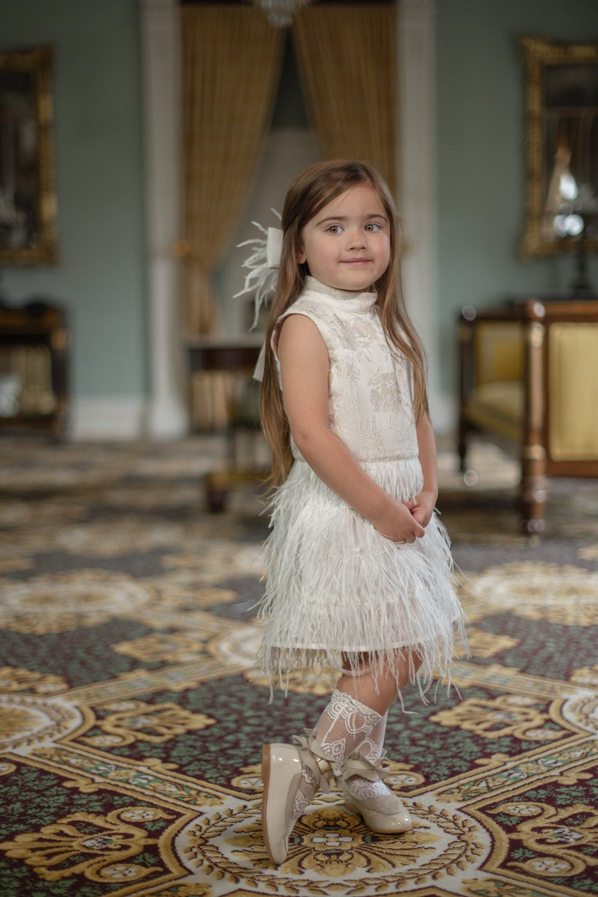 Eliza Ivory Feather Dress