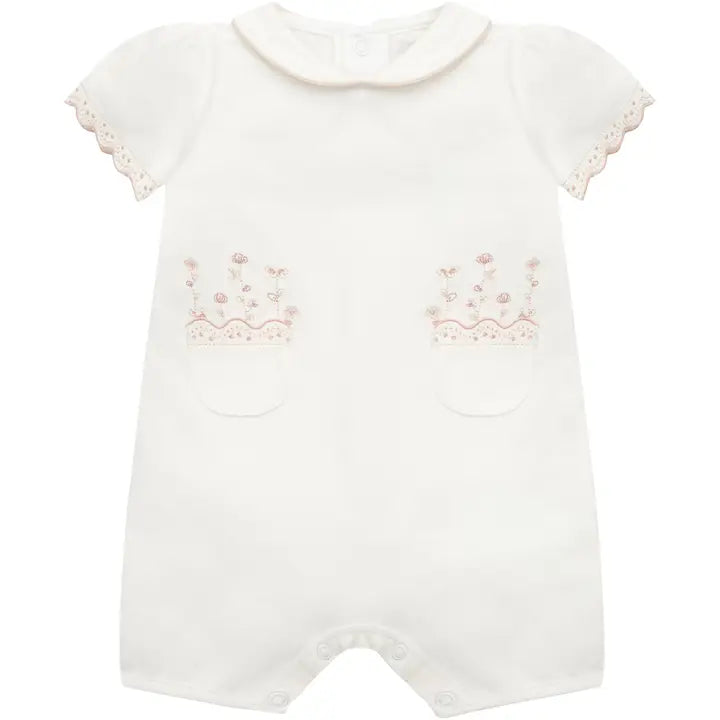 Louise Girls White Floral Detail Summer Romper