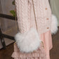 Pink Cableknit Faux Fur Cotton Cardigan