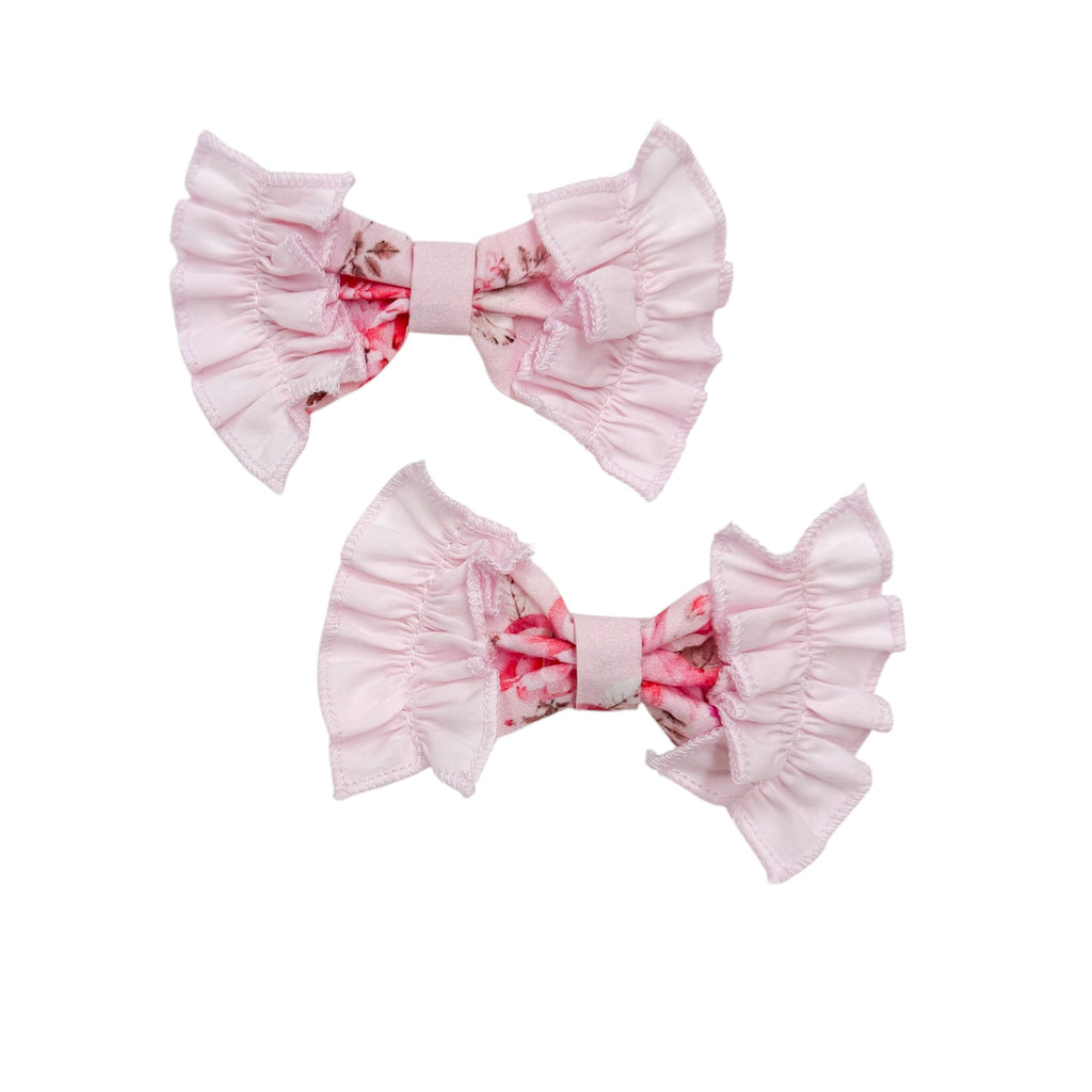 Amelia Pink Flower Print Hair Clips