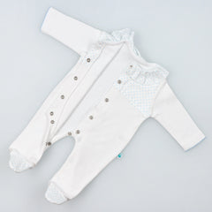 Blue Polka Dot Babygrow Made of Brushed Cotton