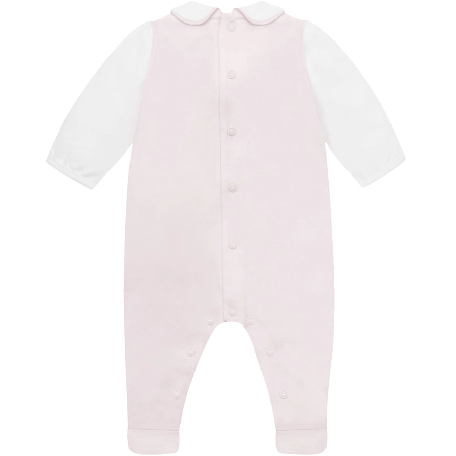 Leah Baby Girls Pink & White Cotton Babygrow