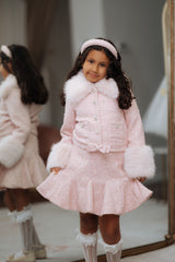 Heather Pink Boucle Pearl Skirt