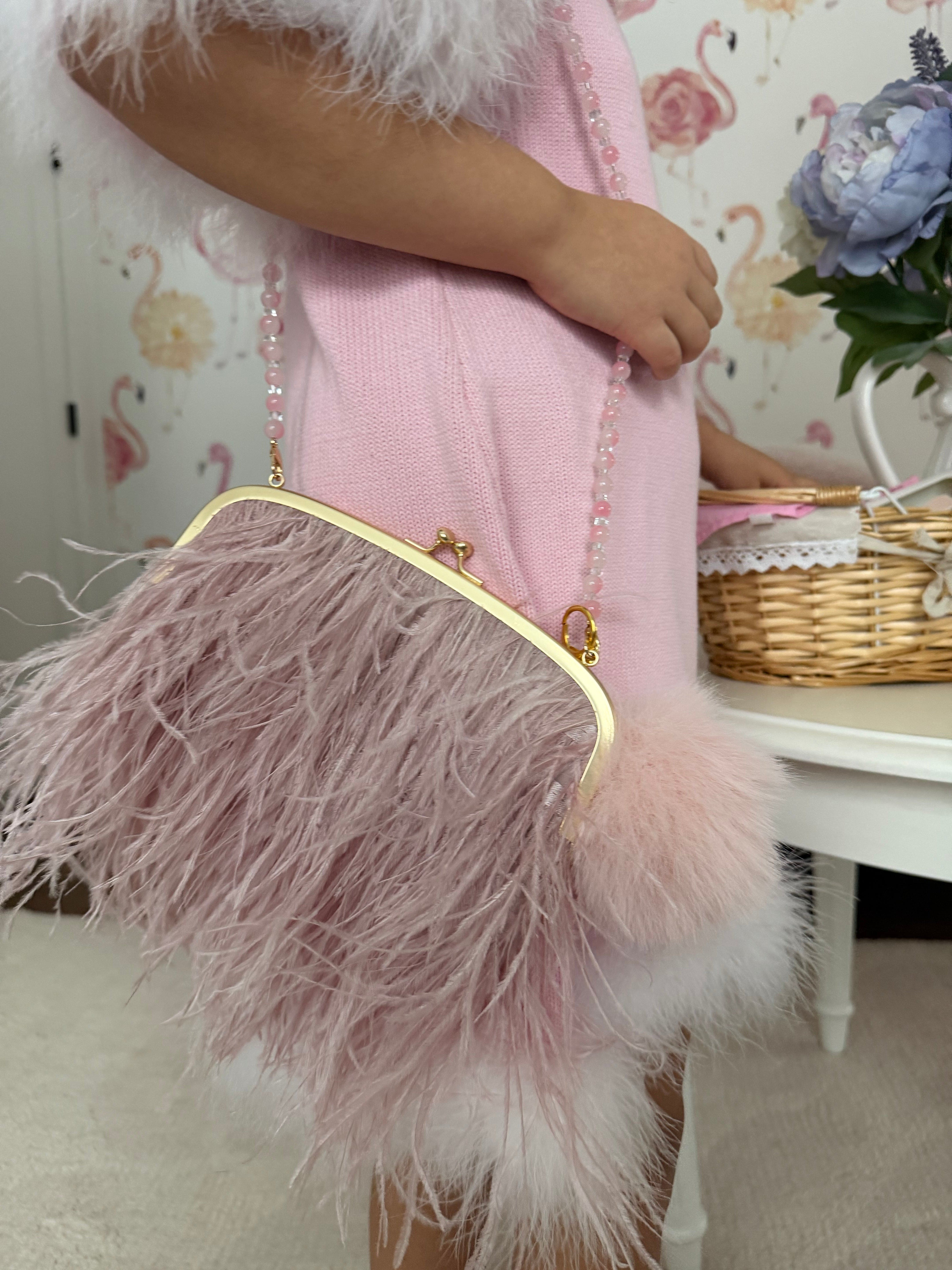 Pink Heart Faux Fur Pom Handbag Charm - Petite Maison Kids