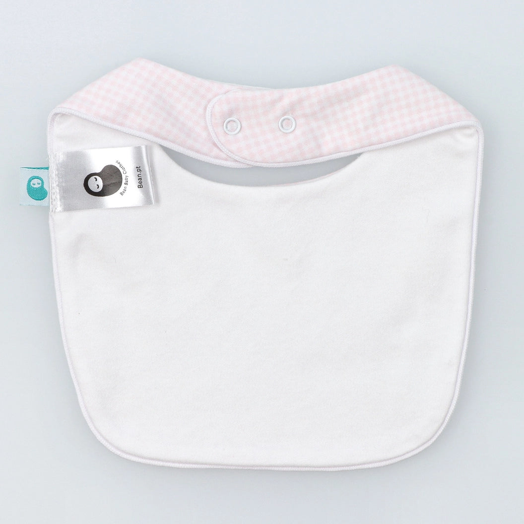 Pink Square Bib in Vichy Cotton Knit