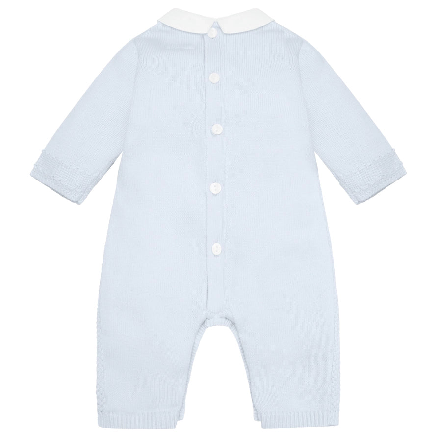 Kaleb Boys Blue Knitted All in One & Hat Set