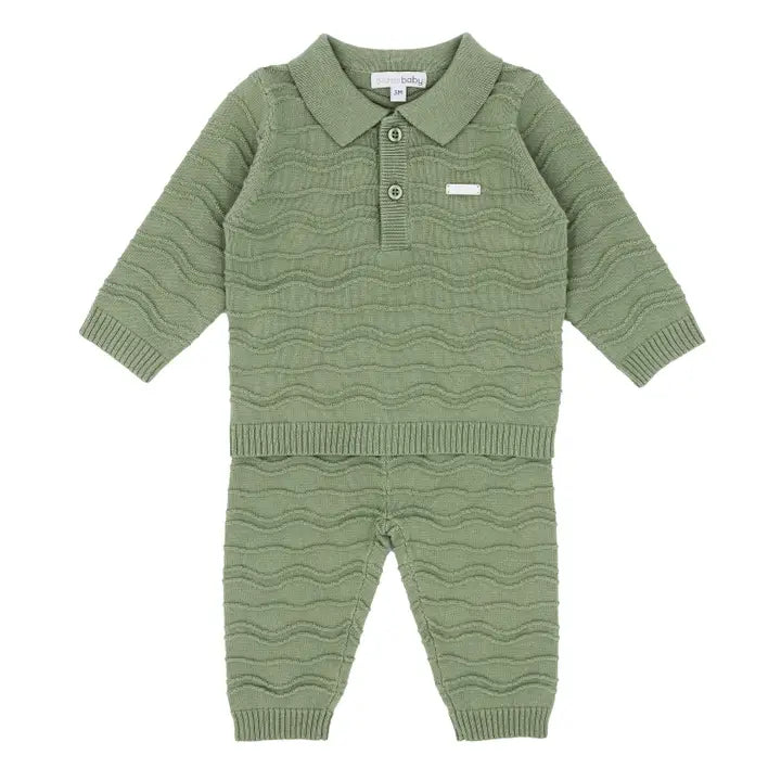 Sage Green Cotton Knit Two-Piece Set