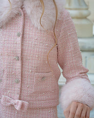 Heather Pink Boucle Pearl Jacket