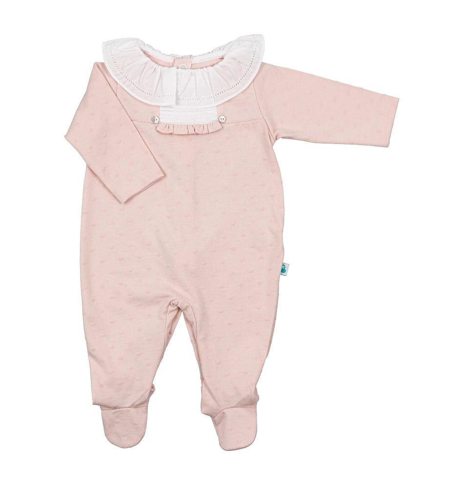 Pink Babygrow with Cotton Fabric Collar
