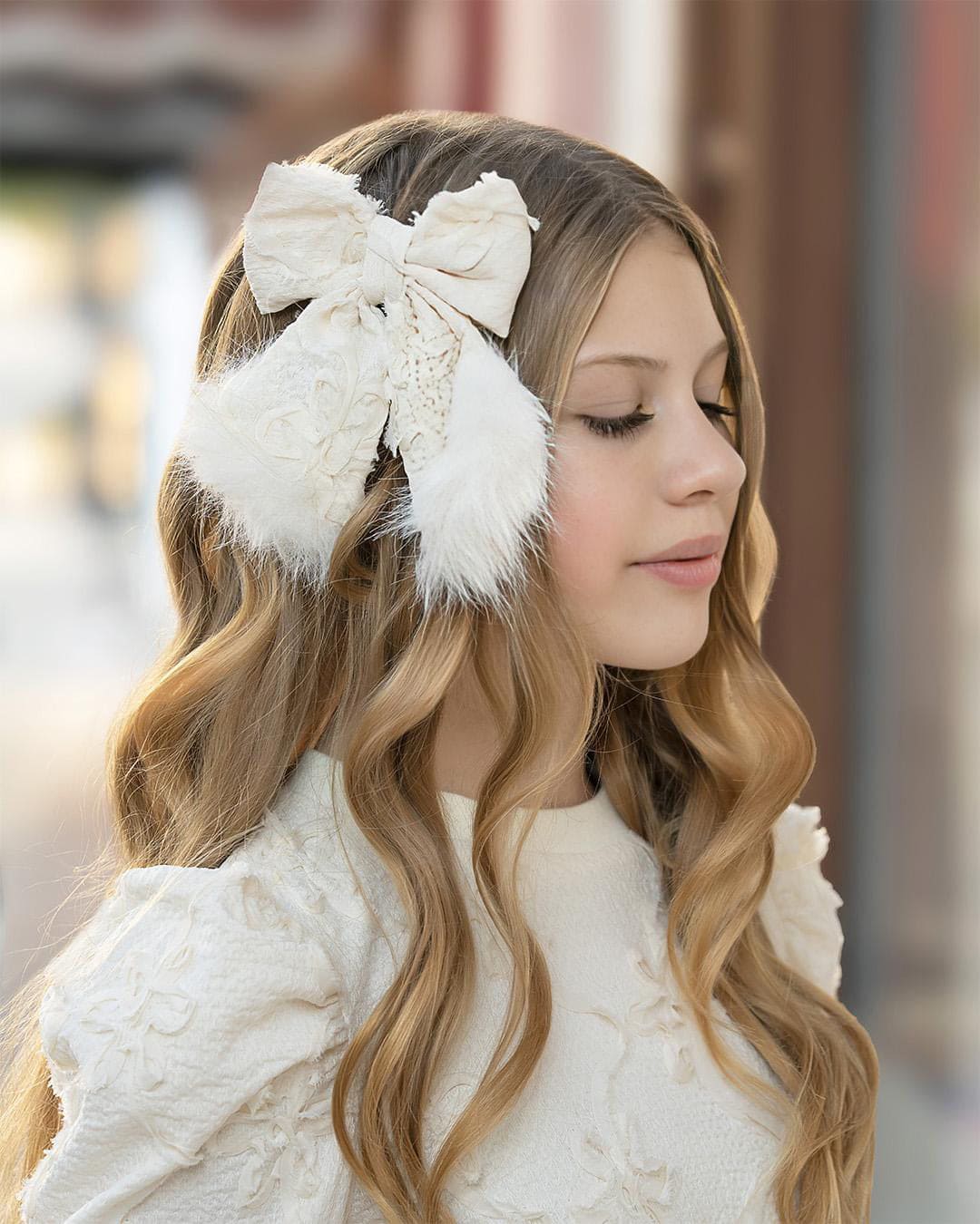 Ava Ivory Flower Hair Bow