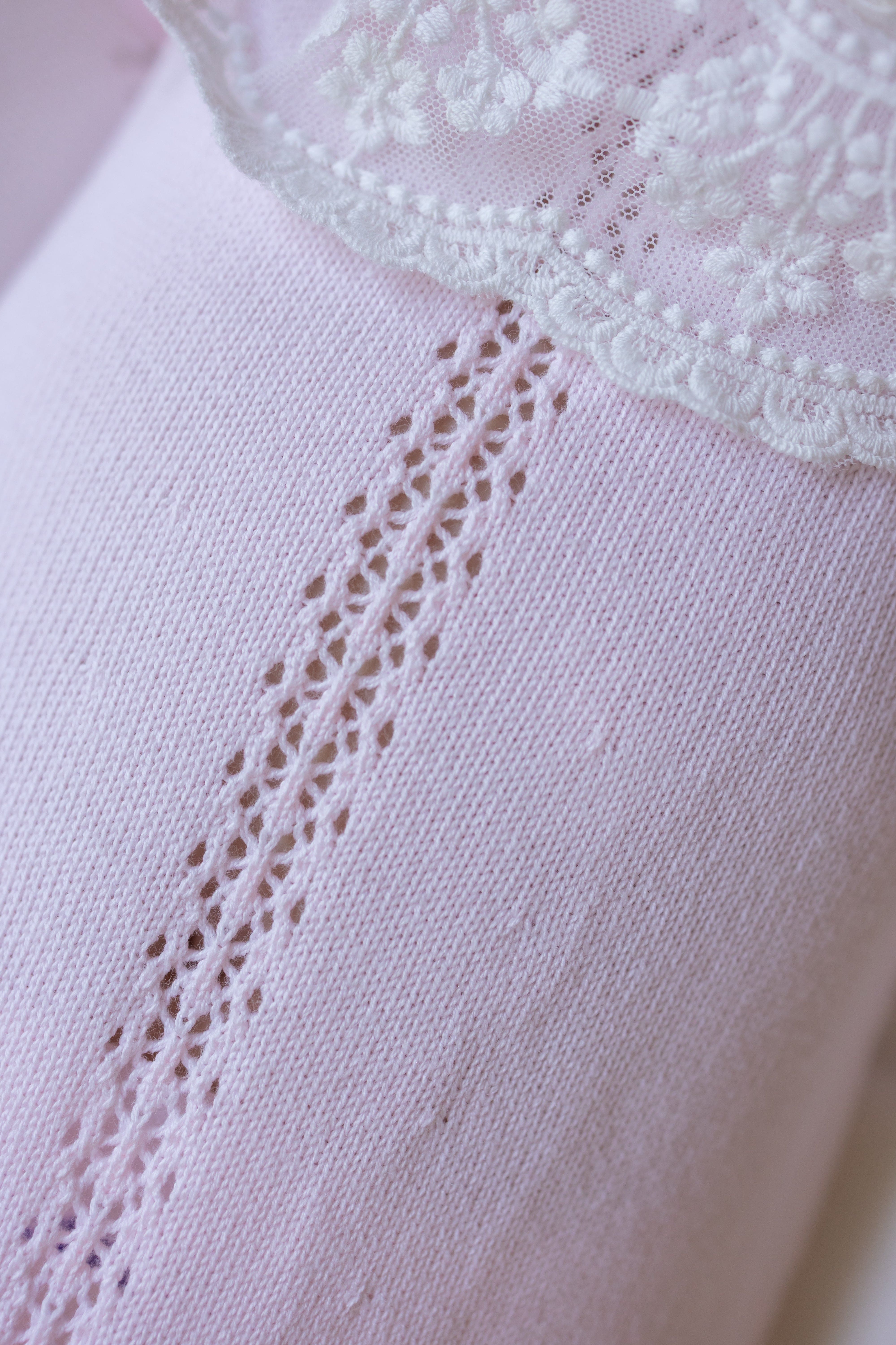 Pink Spanish Lace Knit Babygrow