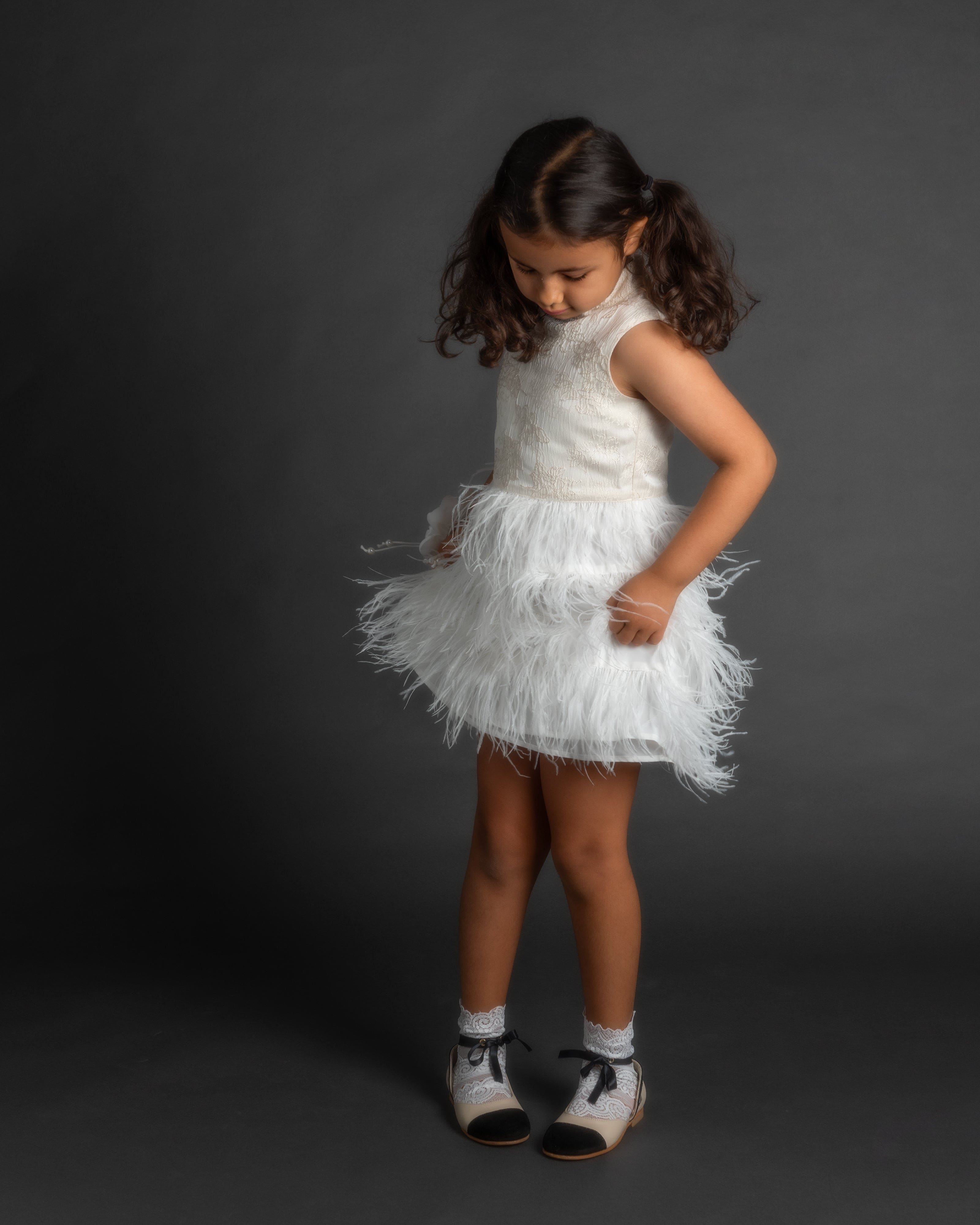 Eliza Ivory Feather Dress