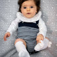 Navy Blue Striped Cotton Knit Overalls