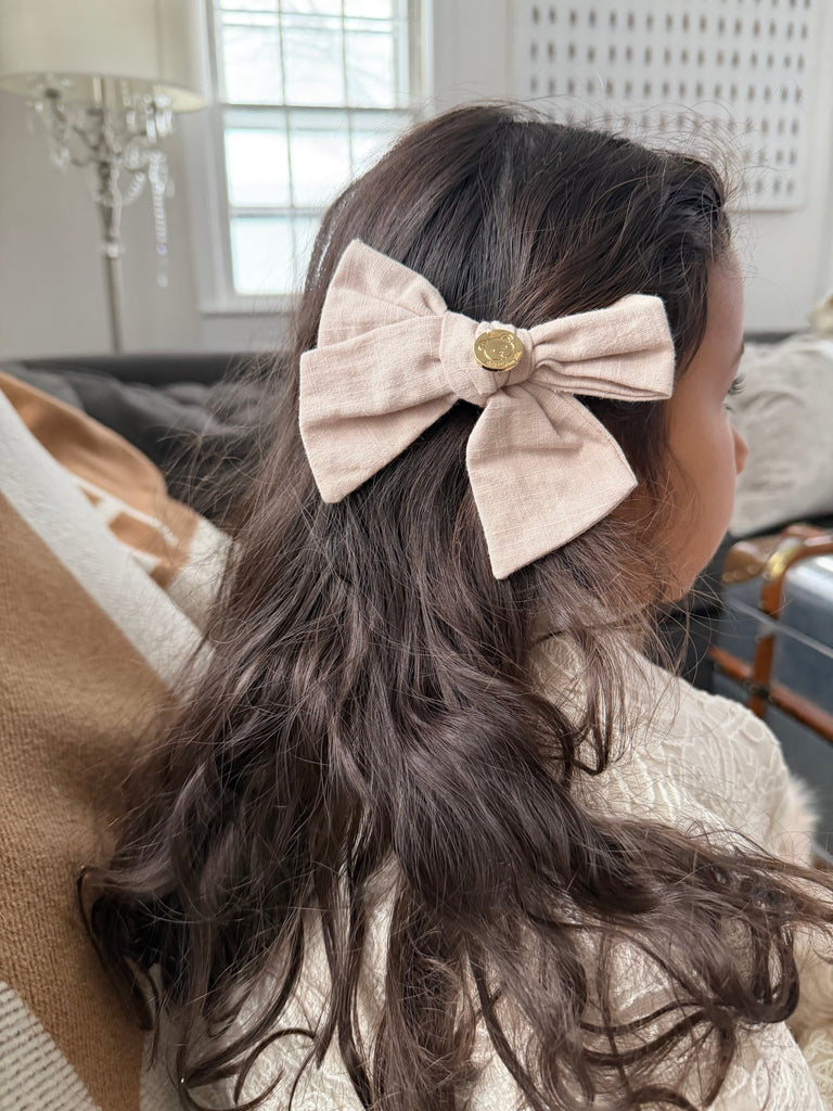 Emma Linen Hair Bow - Petite Maison Kids